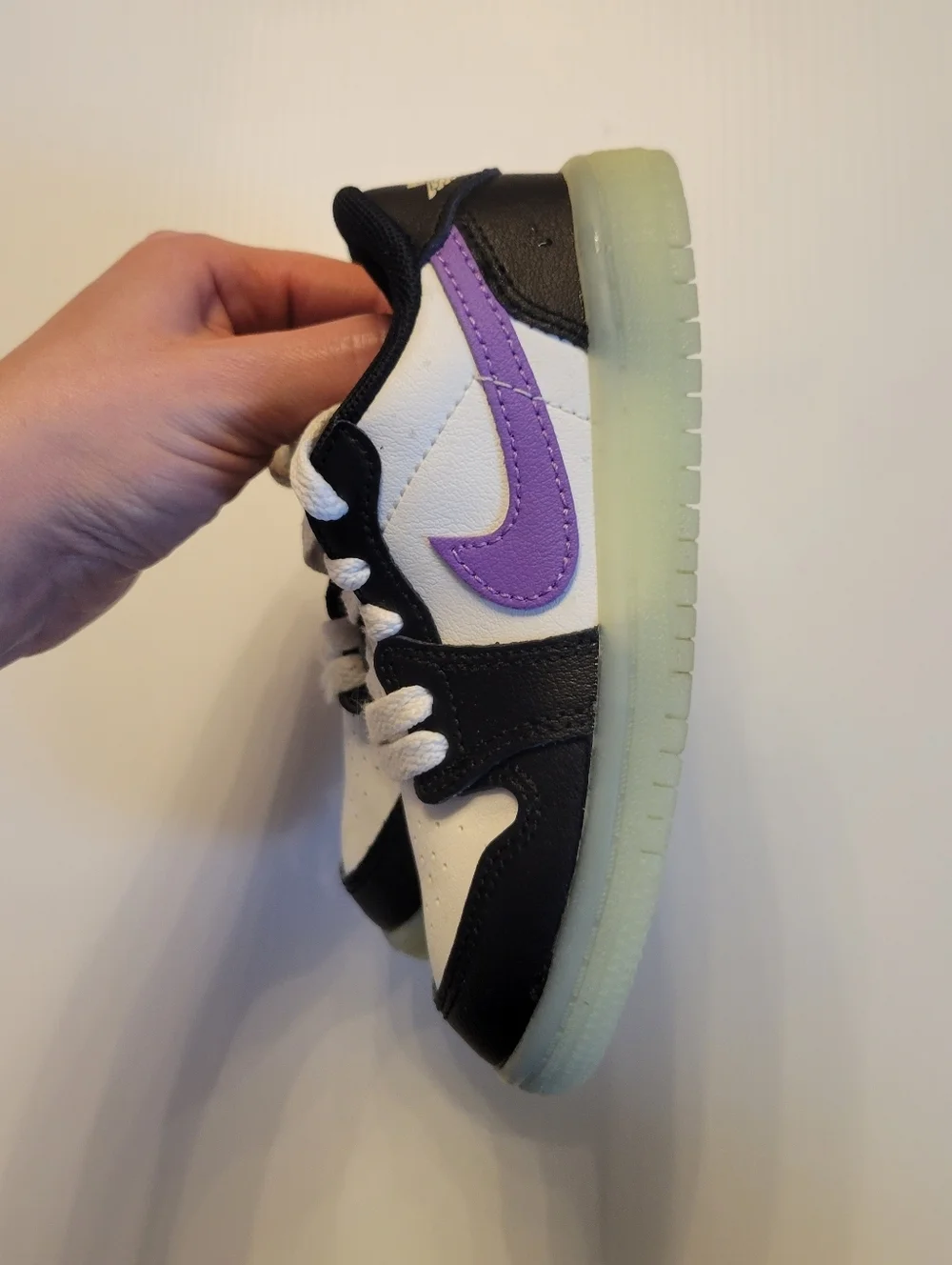 Nike Air Jordan 1 Low Baby Toddler Size 8C Black White Purple Glow Sole